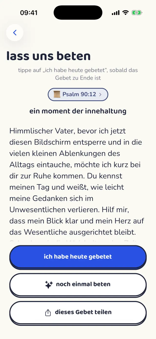 Ein geführtes Gebet mit der Bibelstelle darunter