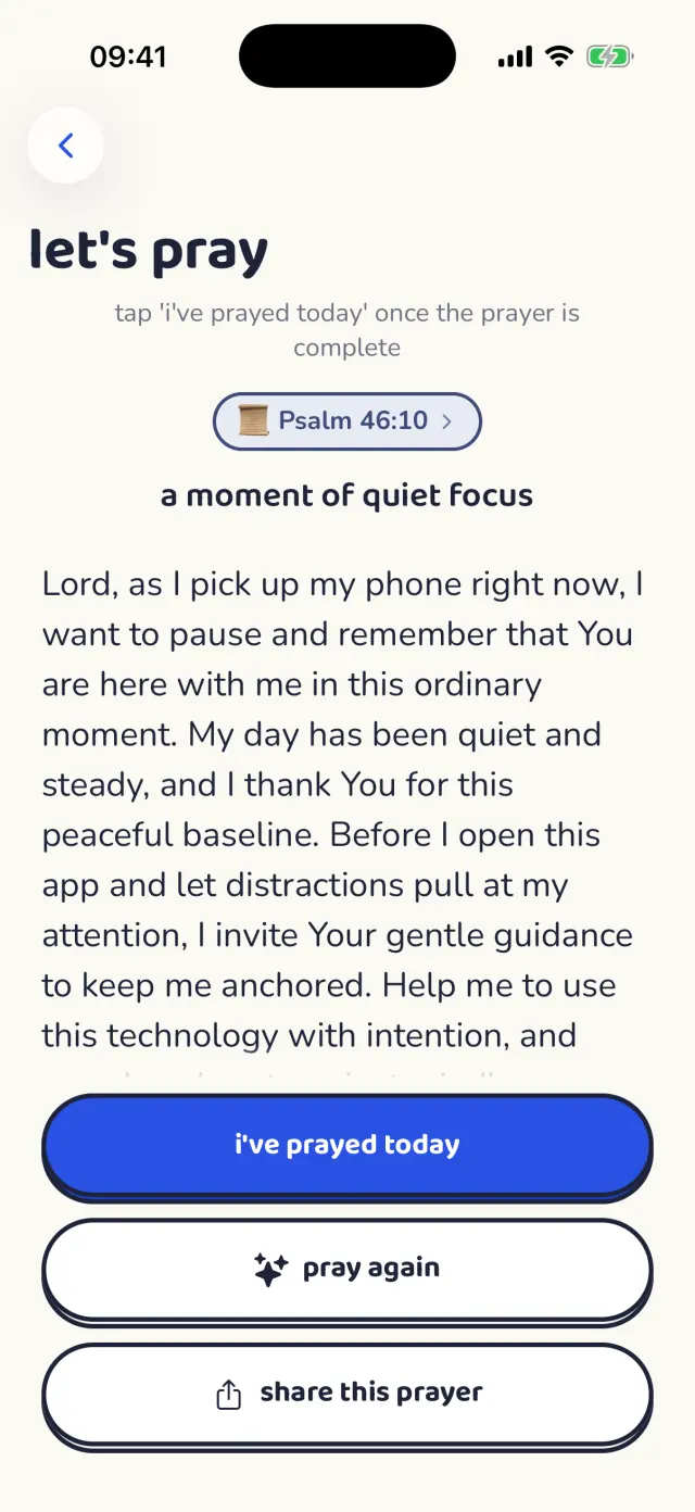 A guided prayer with a scripture reference underneath it