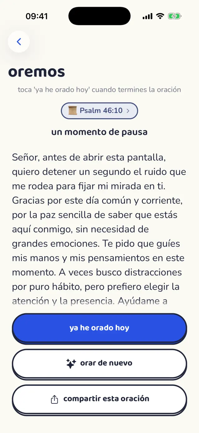 Una oración guiada con su referencia bíblica debajo